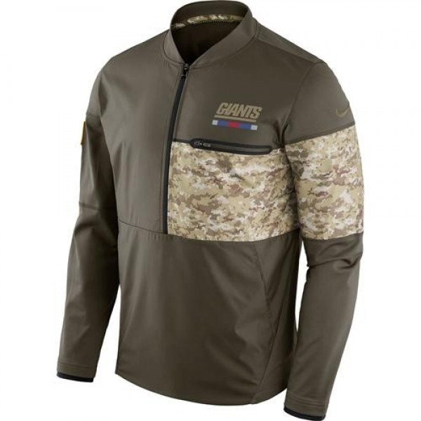 Men's New York Giants Nike Olive Salute to Service Sideline Hybrid Half-Zip Pullover Jacket