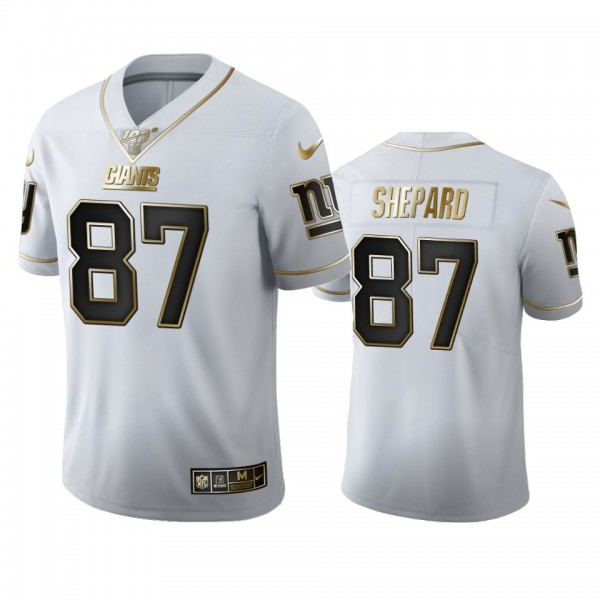 New York Giants #87 Sterling Shepard Men's Nike White Golden Edition Vapor Limited NFL 100 Jersey