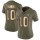 Women's Giants #10 Eli Manning Olive Gold Stitched NFL Limited 2017 Salute to Service Jersey