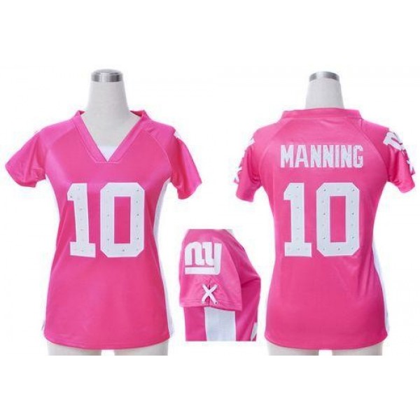 Women's Giants #10 Eli Manning Pink Draft Him Name Number Top Stitched NFL Elite Jersey