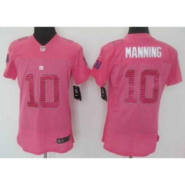 Women's Giants #10 Eli Manning Pink Sweetheart Stitched NFL Elite Jersey