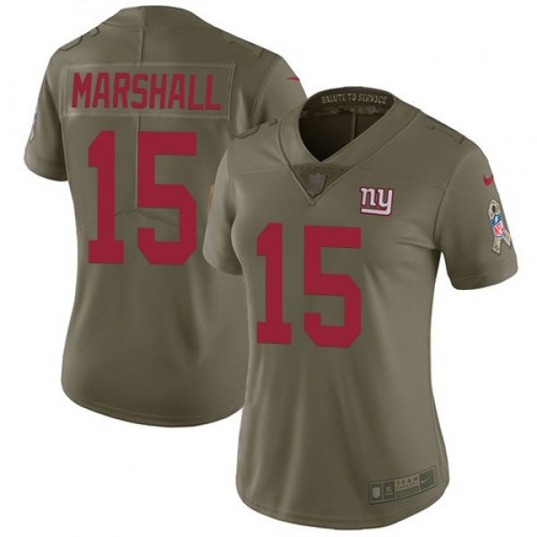 Women's Giants #15 Brandon Marshall Olive Stitched NFL Limited 2017 Salute to Service Jersey