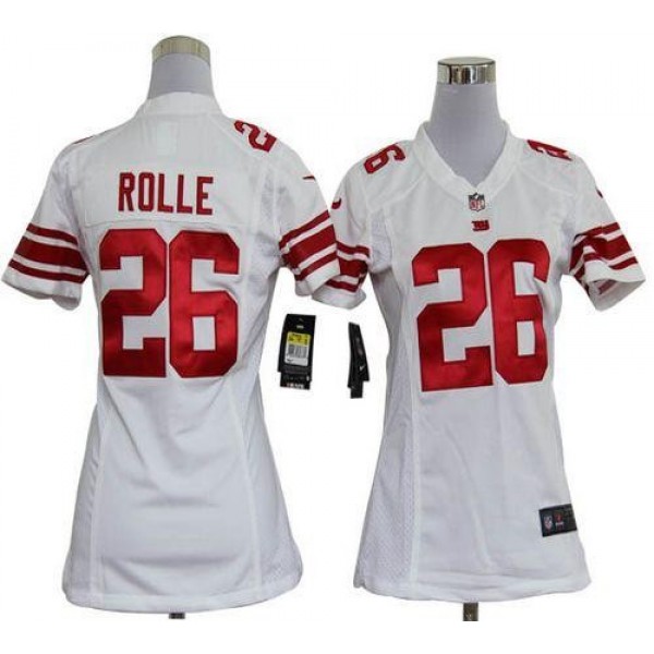 Women's Giants #26 Antrel Rolle White Stitched NFL Elite Jersey