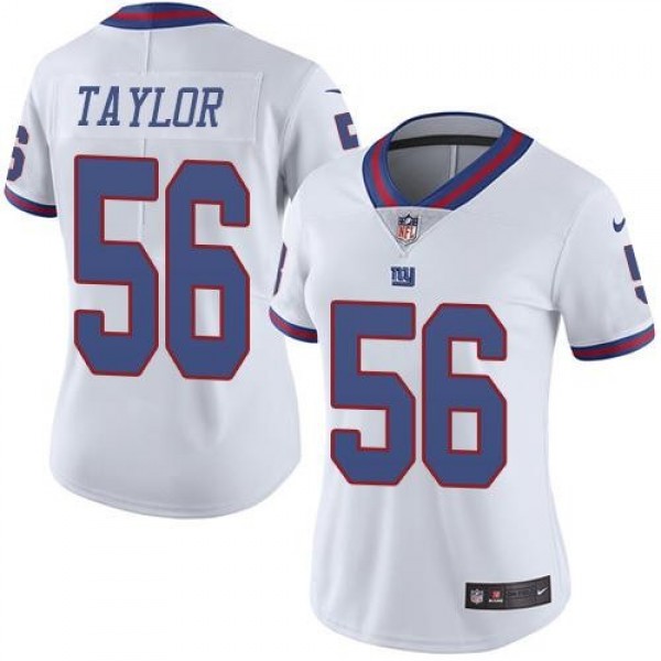 Women's Giants #56 Lawrence Taylor White Stitched NFL Limited Rush Jersey