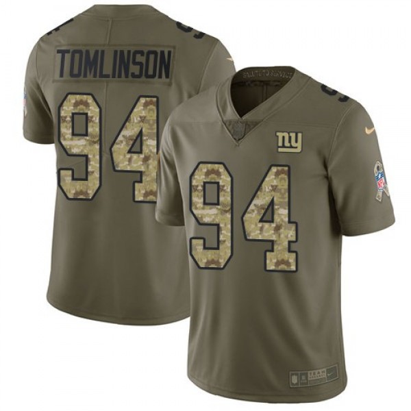 Nike Giants #94 Dalvin Tomlinson Olive/Camo Men's Stitched NFL Limited 2017 Salute To Service Jersey