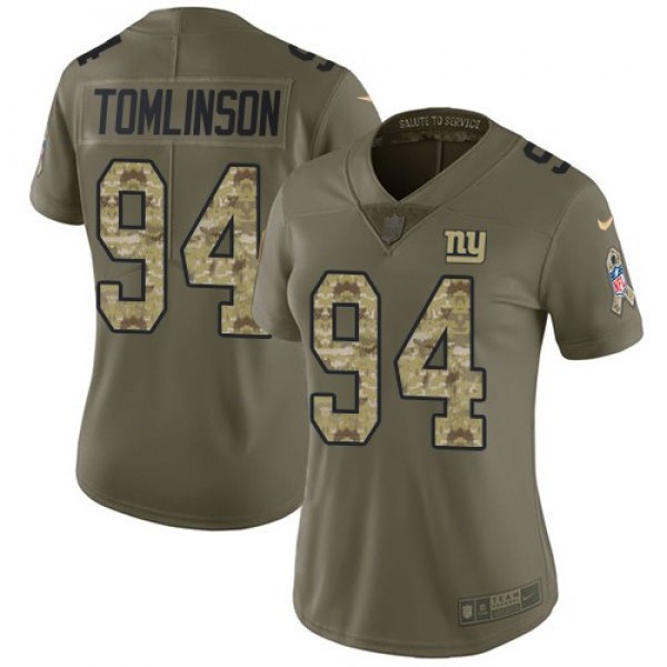 Women's Giants #94 Dalvin Tomlinson Olive Camo Stitched NFL Limited 2017 Salute to Service Jersey