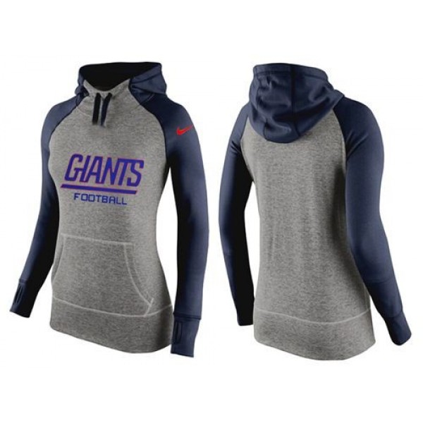 Women's New York Giants Hoodie Grey Dark Blue Jersey