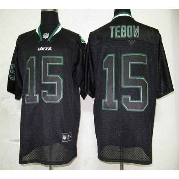 Jets #15 Tim Tebow Lights Out Black Stitched NFL Jersey
