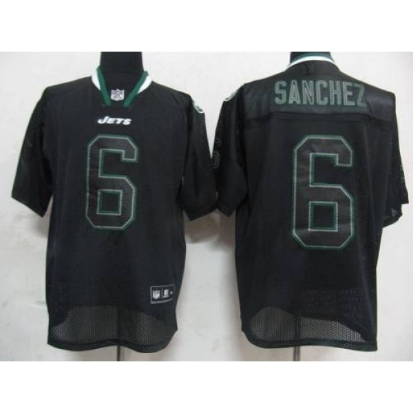 Jets #6 Mark Sanchez Lights Out Black Stitched NFL Jersey