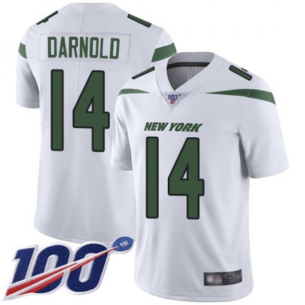Nike Jets #14 Sam Darnold White Men's Stitched NFL 100th Season Vapor Limited Jersey