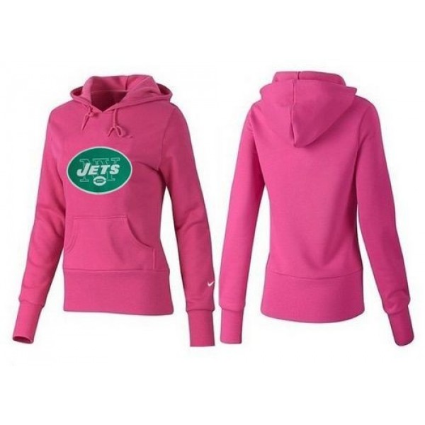 Women's New York Jets Logo Pullover Hoodie Pink Jersey
