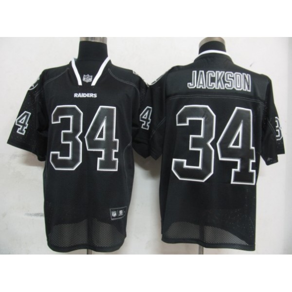 Raiders #34 Bo Jackson Lights Out Black Stitched NFL Jersey