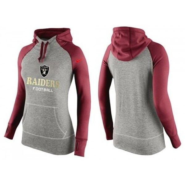 Women's Oakland Raiders Hoodie Grey Red Jersey