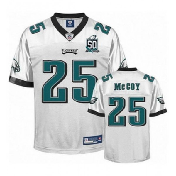 Eagles #25 LeSean McCoy White Team 50TH Patch Stitched NFL Jersey