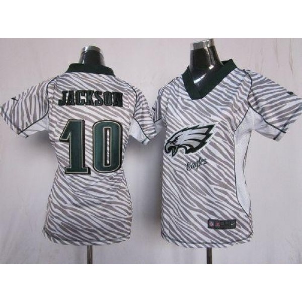 Women's Eagles #10 DeSean Jackson Zebra Stitched NFL Elite Jersey
