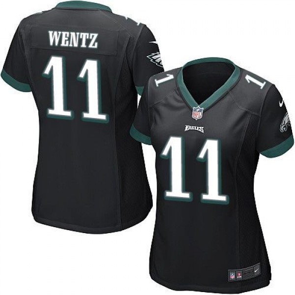 Women's Eagles #11 Carson Wentz Black Alternate Stitched NFL New Elite Jersey