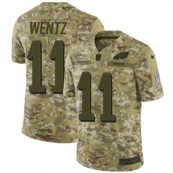 Nike Eagles #11 Carson Wentz Camo Men's Stitched NFL Limited 2018 Salute To Service Jersey