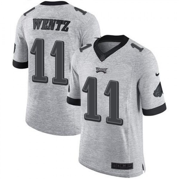 Nike Eagles #11 Carson Wentz Gray Men's Stitched NFL Limited Gridiron Gray II Jersey