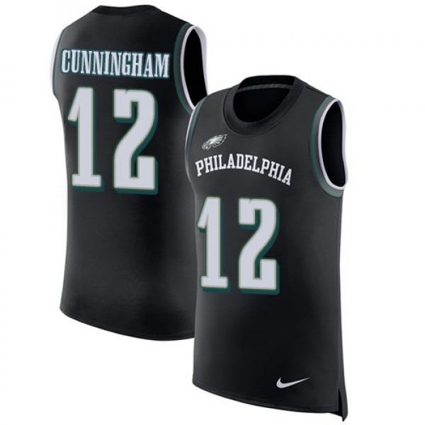 Nike Eagles #12 Randall Cunningham Black Alternate Men's Stitched NFL Limited Rush Tank Top Jersey