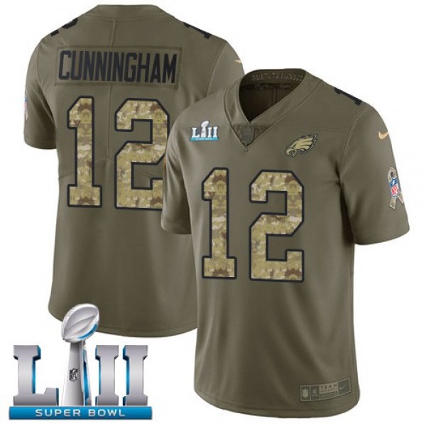 Nike Eagles #12 Randall Cunningham Olive/Camo Super Bowl LII Men's Stitched NFL Limited 2017 Salute To Service Jersey