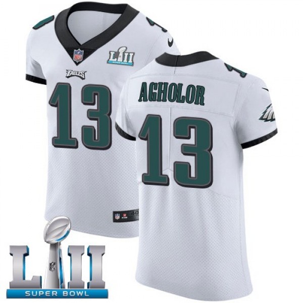 Nike Eagles #13 Nelson Agholor White Super Bowl LII Men's Stitched NFL Vapor Untouchable Elite Jersey