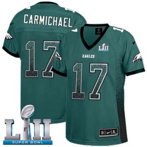 Women's Eagles #17 Harold Carmichael Midnight Green Team Color Super Bowl LII Stitched NFL Elite Drift Jersey