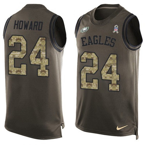 Nike Eagles #24 Jordan Howard Green Men's Stitched NFL Limited Salute To Service Tank Top Jersey