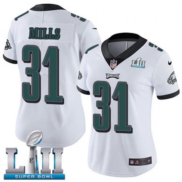 Women's Eagles #31 Jalen Mills White Super Bowl LII Stitched NFL Vapor Untouchable Limited Jersey