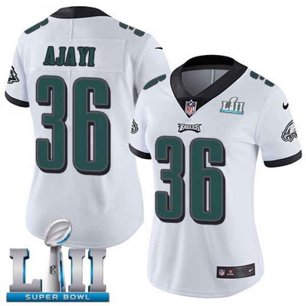 Women's Eagles #36 Jay Ajayi White Super Bowl LII Stitched NFL Vapor Untouchable Limited Jersey