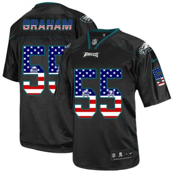 Nike Eagles #55 Brandon Graham Black Men's Stitched NFL Elite USA Flag Fashion Jersey