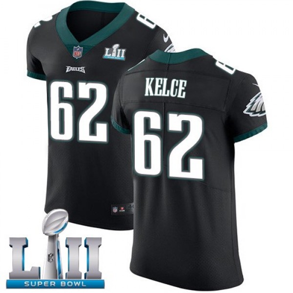 Nike Eagles #62 Jason Kelce Black Alternate Super Bowl LII Men's Stitched NFL Vapor Untouchable Elite Jersey