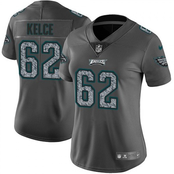Women's Eagles #62 Jason Kelce Gray Static Stitched NFL Vapor Untouchable Limited Jersey