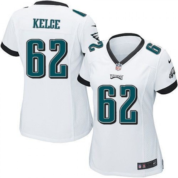 Women's Eagles #62 Jason Kelce White Stitched NFL New Elite Jersey