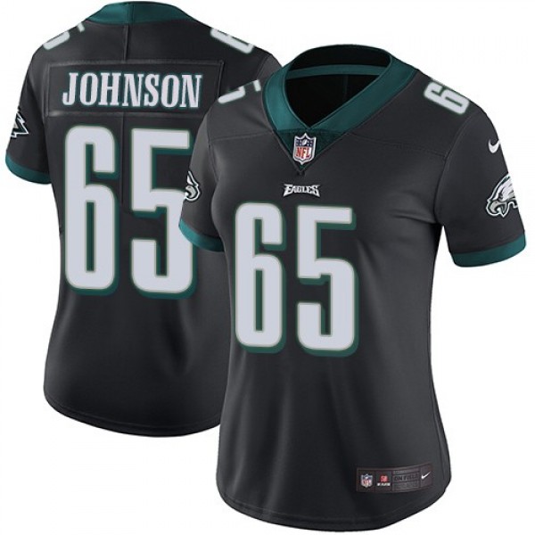 Women's Eagles #65 Lane Johnson Black Alternate Stitched NFL Vapor Untouchable Limited Jersey