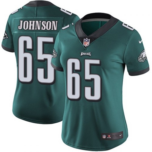 Women's Eagles #65 Lane Johnson Midnight Green Team Color Stitched NFL Vapor Untouchable Limited Jersey