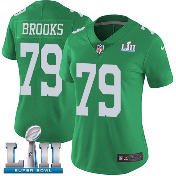 Women's Eagles #79 Brandon Brooks Green Super Bowl LII Stitched NFL Limited Rush Jersey