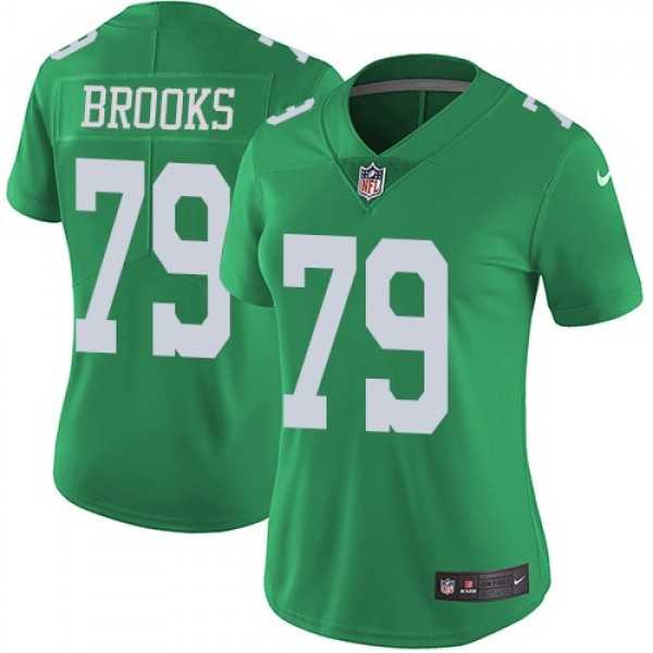 Women's Eagles #79 Brandon Brooks Green Stitched NFL Limited Rush Jersey