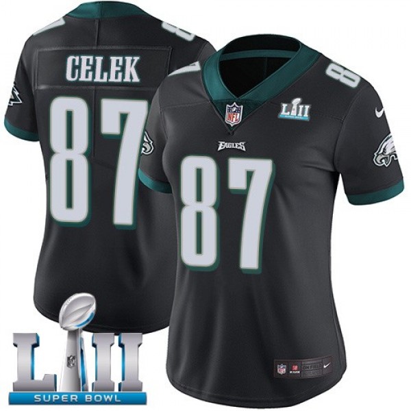 Women's Eagles #87 Brent Celek Black Alternate Super Bowl LII Stitched NFL Vapor Untouchable Limited Jersey