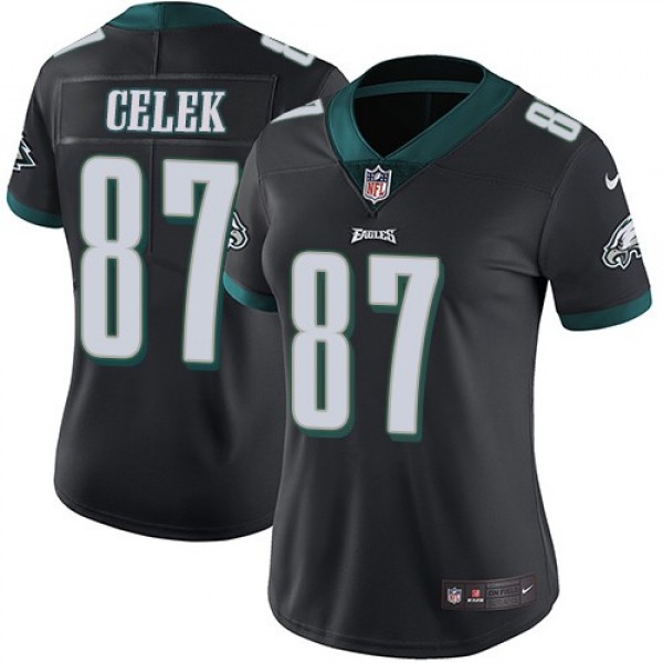 Women's Eagles #87 Brent Celek Black Alternate Stitched NFL Vapor Untouchable Limited Jersey