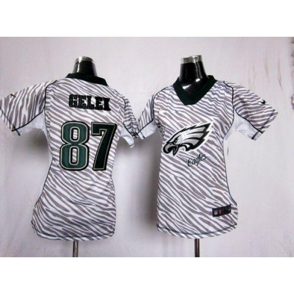 Women's Eagles #87 Brent Celek Zebra Stitched NFL Elite Jersey