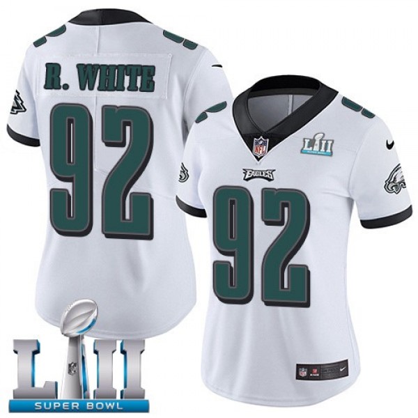 Women's Eagles #92 Reggie White White Super Bowl LII Stitched NFL Vapor Untouchable Limited Jersey