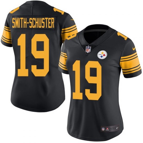 Women's Steelers #19 JuJu Smith-Schuster Black Stitched NFL Limited Rush Jersey
