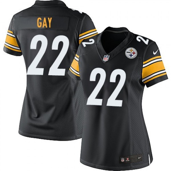 Women's Steelers #22 William Gay Black Team Color Stitched NFL Elite Jersey