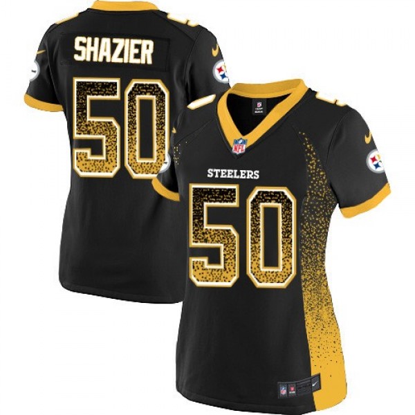 Women's Steelers #50 Ryan Shazier Black Team Color Stitched NFL Elite Drift Jersey