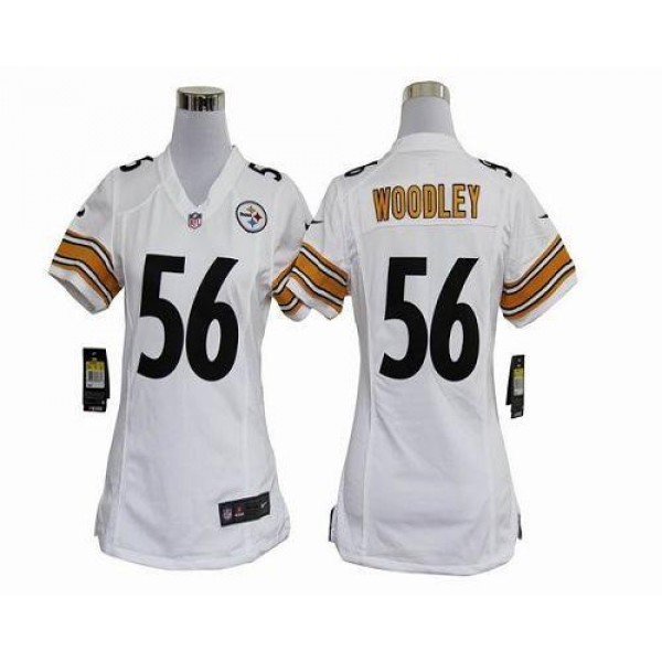 Women's Steelers #56 LaMarr Woodley White Stitched NFL Elite Jersey