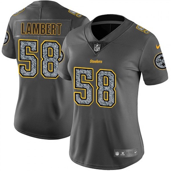 Women's Steelers #58 Jack Lambert Gray Static Stitched NFL Vapor Untouchable Limited Jersey