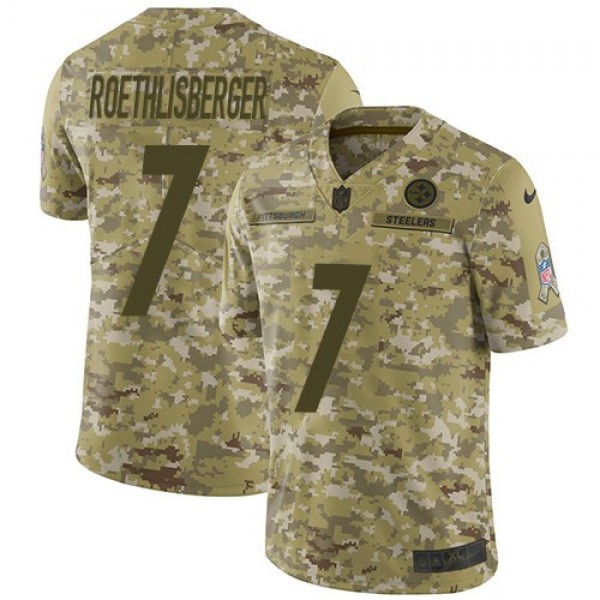 Nike Steelers #7 Ben Roethlisberger Camo Men's Stitched NFL Limited 2018 Salute To Service Jersey