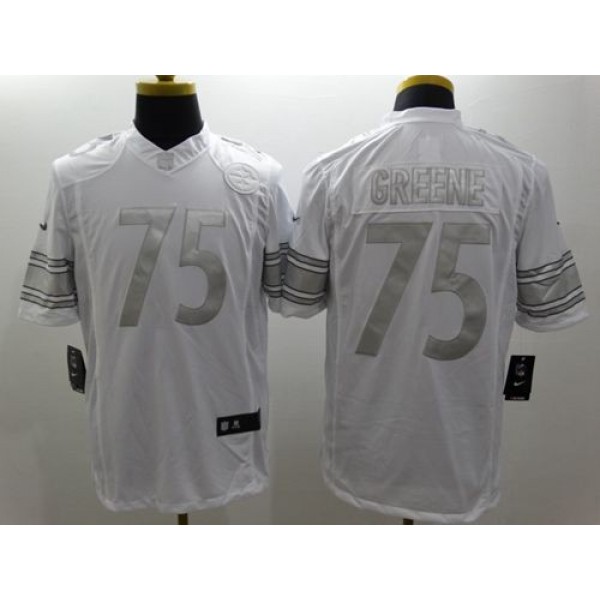 Nike Steelers #75 Joe Greene White Men's Stitched NFL Limited Platinum Jersey