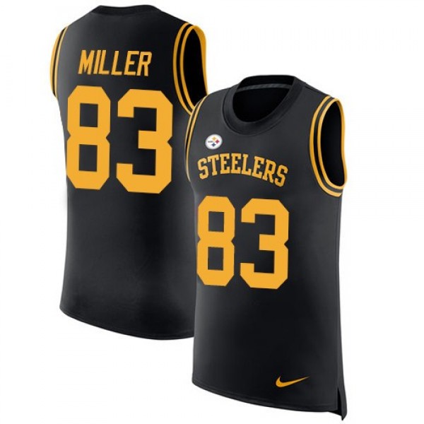 Nike Steelers #83 Heath Miller Black Team Color Men's Stitched NFL Limited Rush Tank Top Jersey