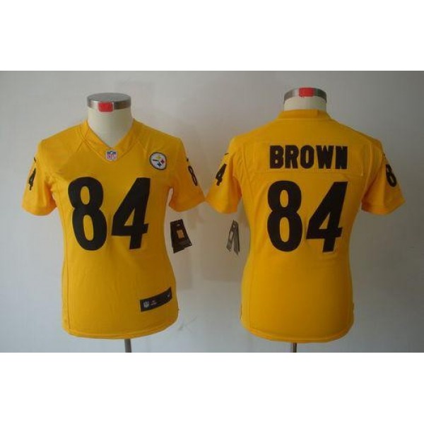 Women's Steelers #84 Antonio Brown Gold Stitched NFL Limited Jersey